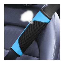 BESULEN Car Seat Belt Pads Cover, 2 Pack Leather Mesh Universal Seatbelt Shoulder Strap Protector, Soft Harness Pad Safety Belt Cover for Comfortable Driving, Car Interior Accessories (Blue)