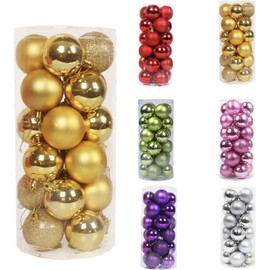 24Pcs Christmas Balls Ornaments, Set Decorations Balls for Xmas Tree Balls, Hanging Ball for Holiday, Wedding, Party Gold