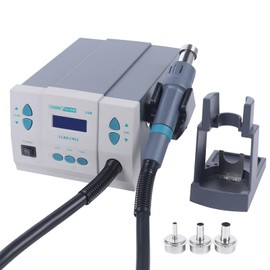 Hot Air Rework Station, 861DW 1000W 110V Heat Gun Soldering Station Digital Display Air Rework Station Brushless Vortex Blower with 3pcs Air Nozzles for Electronics Repairing Miro Soldering Rework