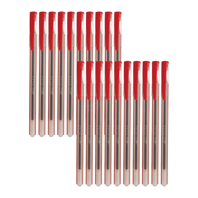 SAINO Trio+ Ballpoint Pens, RED, Fine Point (0.7mm), Pack of