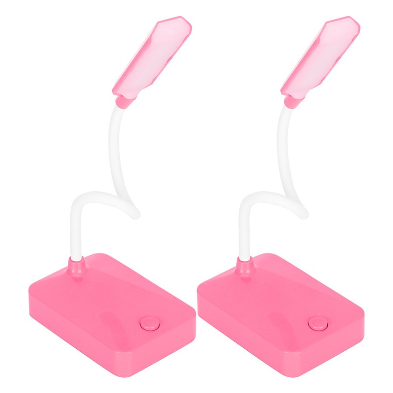 2 Sets LED Desk Lamp Pink Flexible Gooseneck Foldable Home