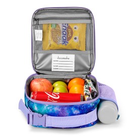 Choco Mocha Girls Lunch Box for School, Galaxy Lunch Bag for Kids, Purple Green