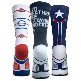 ChalkTalkSPORTS Hockey Performance Crew Socks - Rinkside - Set of 3 - Hockey Mid-Calf Socks - Adult
