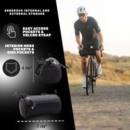 Lumiere & Co. Bike Handlebar Bag, Bike Bag, Bicycle Handlebar Bag, Bike Front Bag, Mountain Bike Storage, Bicycle Accessories, Handlebar Bags (Mini, Black)