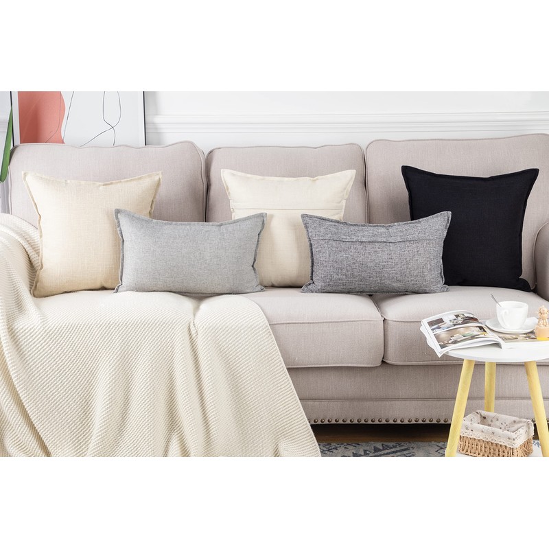 Madizz Set of 2 Linen Cushion Covers, Soft Decorative Cushion