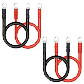 QIATOL Battery Cable, 4 AWG Battery Cables with Terminals, 4PCS Copper Battery Cables(2FT).