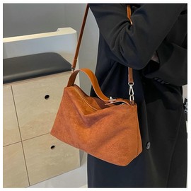 Slouchy Suede Cloud Hobo Bags Women Crescent Satchels Shoulder Bag Crossbody Phone Purse Trendy Top-handle Tote Handbag, A Brown, Small