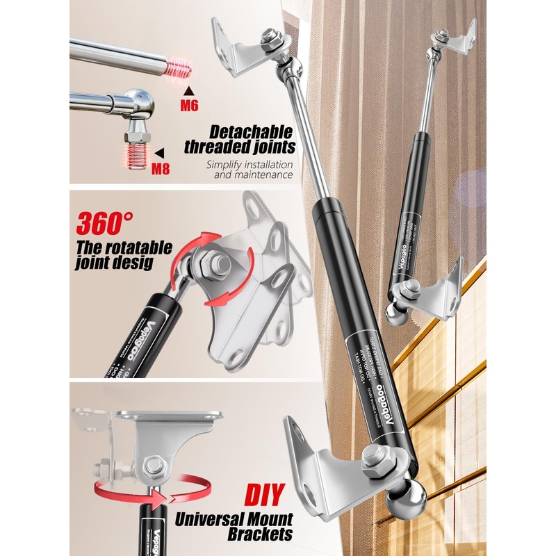 Vepagoo 36in 300lb/1334N Gas Struts for Heavy Duty with Brackets,