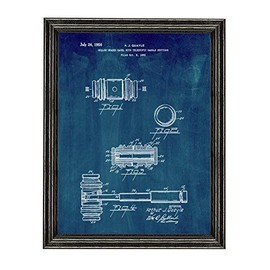 Judge's Gavel Patent Art Midnight Blue Print in a Black Wood Frame (11" x 14") M10298