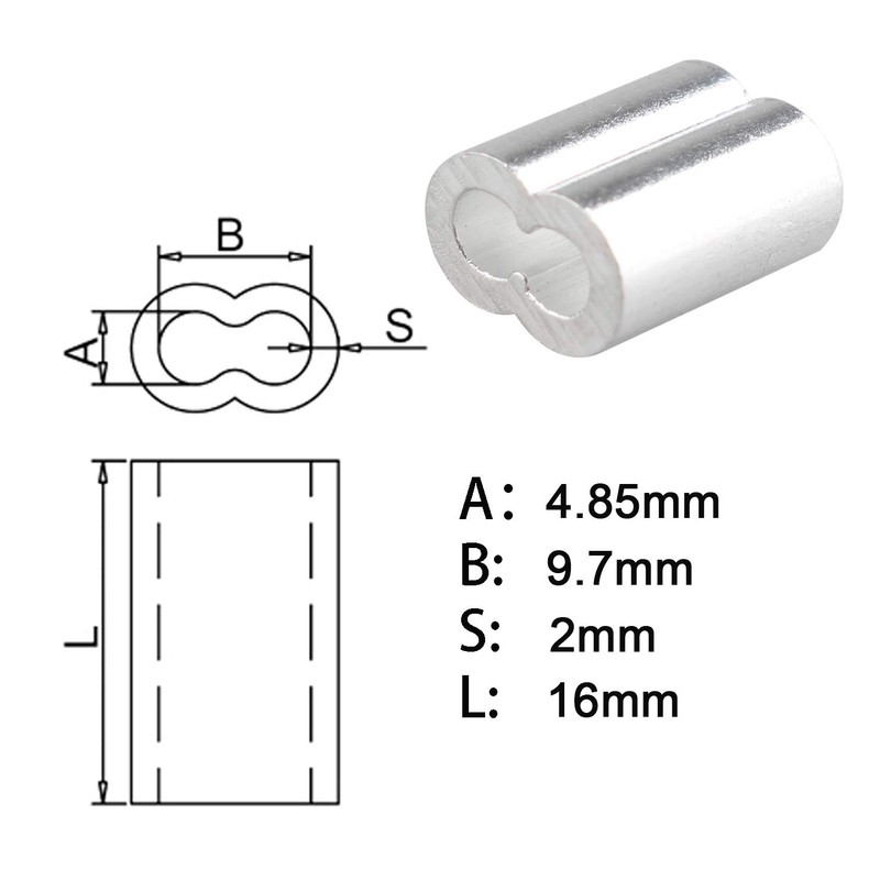 Futheda 50 pcs Aluminum Crimping Loop Sleeve Clips with Double