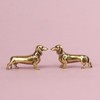 2pcs Solid Brass Dachshund Statue - Mini Standing Dog Sculpture