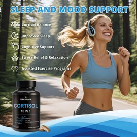 Advanced Cortisol Balance Support 18-in-1 - Premium Blend with Ashwagandha, Rhodiola, Magnesium & L-Theanine - Stress Response Support & Mood Enhancement Formula - 120 Vegetarian Capsules
