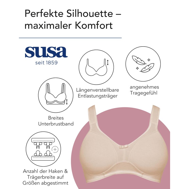 SUSA Women's Damen Entlastungs-BH Ohne Bügel Topsy Wireless Bra, Brown