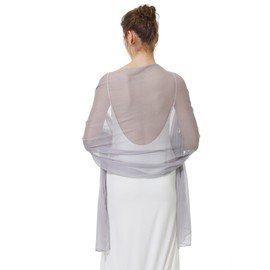 BEAUTELICATE Women's Stole Crepe Scarf for Evening Dress Sheer Lightweight Wrap Summer for Bride Festive Wedding, silver grey