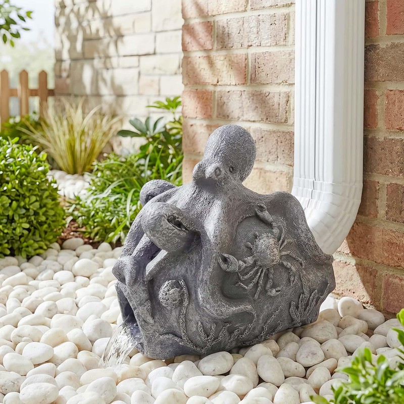 Euiroet Funny Octopus Sculpture Gutter Downspout Extender,Garden Statue Ornament,Decor Downspout