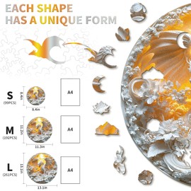 KAAYEE Wooden Puzzles for Adults, 3D Visual Fierce Dragon Wooden Jigsaw Puzzle Unique Shape Wood Puzzle Adult, 3D Effect Flat Puzzle Birthday Family Games (S-8.4 * 8.4 in-99pcs)