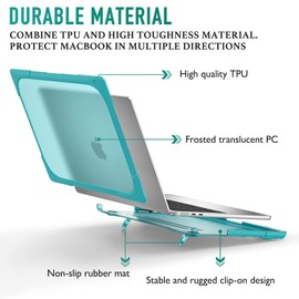 Mektron Shockproof Case for MacBook Air 15 inch 2025/2024/2023 with M4/M3/M2 Chip Model A3241/A2941/ A3114, 15.3” Heavy Duty Protective Hard Shell Cover with Fold Kickstand with Keyboard Skin, Blue