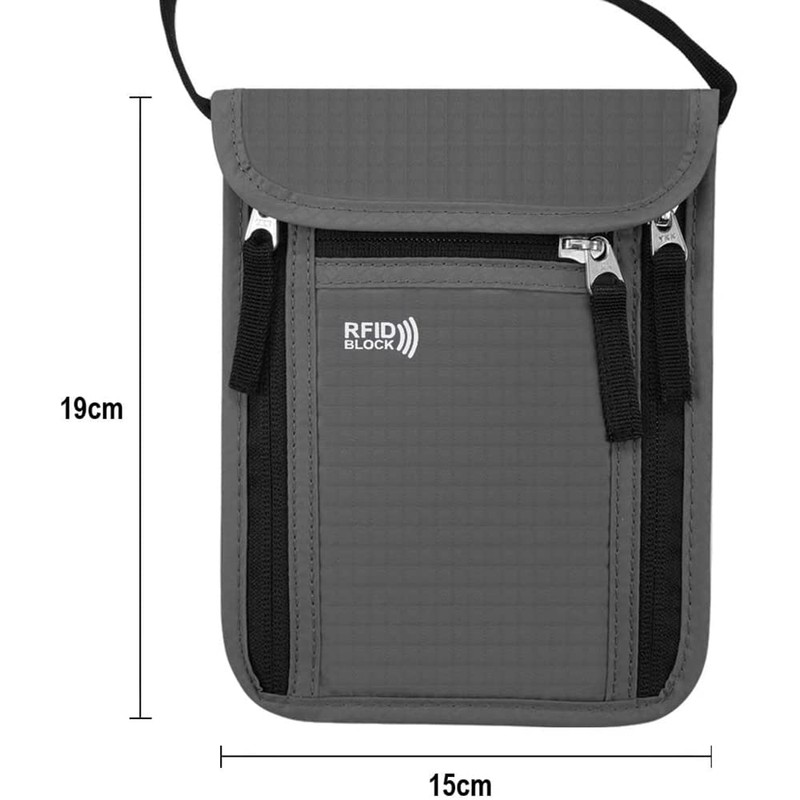 KEAFOLS Neck Pouch Travel Purse with RFID Protection Waterproof Shoulder