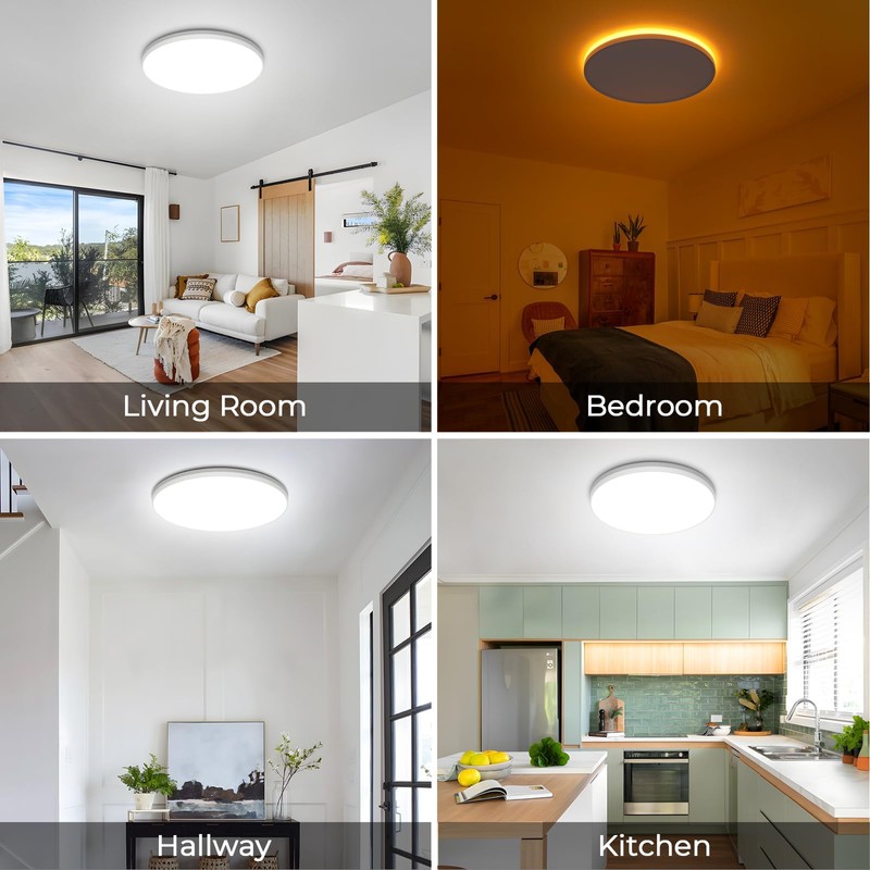 SunRider 2-Pack LED Flush Mount Ceiling Light Fixture with Night