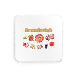 Brunch club, cute cool stylish aesthetic trendy trend matcha coaster drinks mat drinks coaster tea coffee cute fun funny pretty aesthetic