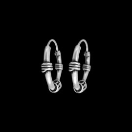 Mainland Silver 925 Sterling Silver Huggie Style Earrings, Bali Style, Full 13 mm Hoop