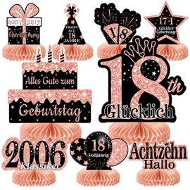 Voxisroma 18th Birthday Girl 9 Pieces Rose Gold Pink Honeycomb Centrepiece Table Decoration Birthday, 18th Birthday Decoration, 18th Birthday Party Decoration Supplies, Gifts for Women for Birthday