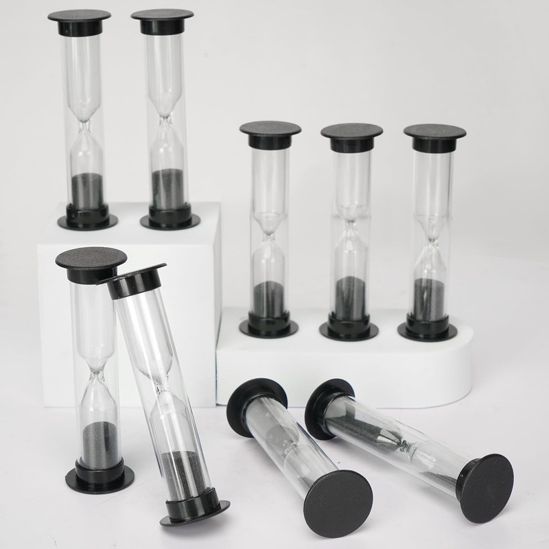 40 Pcs Black Hourglass Sand Timers 1 Minute Sandglass Sand