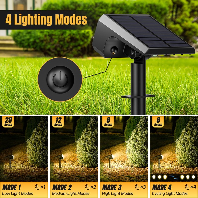 Flaow Solar Spot Lights Outdoor, [10 pack/118 LED] 4 Modes
