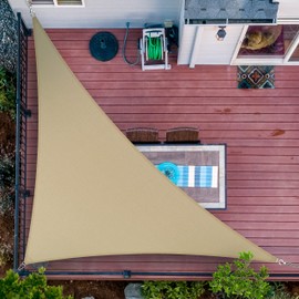 ShadeMart 20' x 23' x 30.5' Sand Beige Sun Shade Sail UPF50 Right Triangle smTAPT08 Canopy Fabric Cloth Screen, Water Air Permeable & UV Resistant, Heavy Duty (We Customize Size)