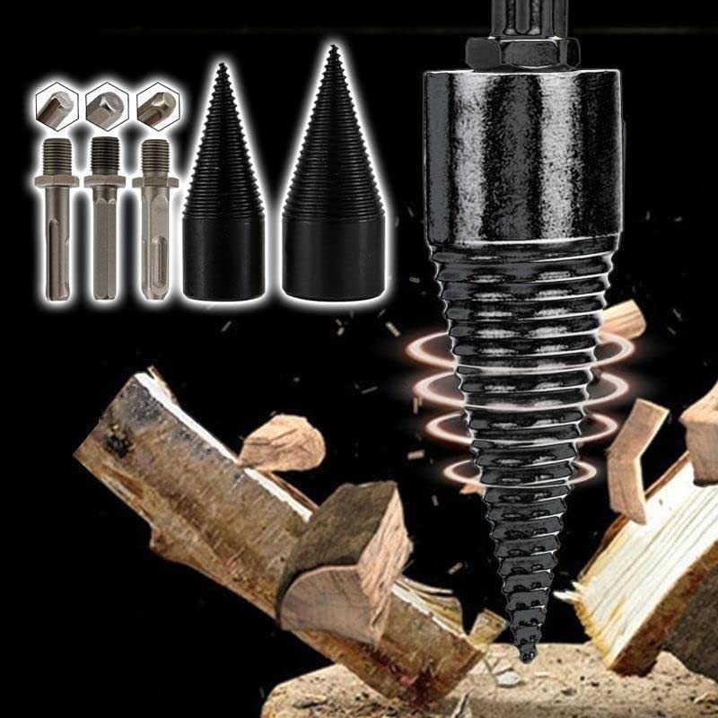 Lehelife 6pcs Firewood Log Splitter Drill Bit Removable Cones Wood