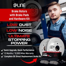 R1 Concepts Front Brakes and Rotors Kit |Front Brake Pads| Brake Rotors and Pads| Optimum OEp Brake Pads and Rotors |Hardware Kit|fits 2013-2022 INFINITI JX35, QX60; Nissan Murano, Pathfinder