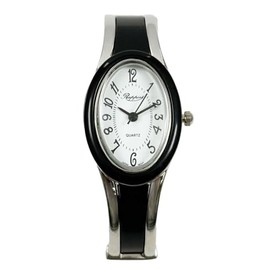 Takeuchi Shoji Rapport 188232 Women's Oval Bangle Watch, Silver Slim Watch, Black, Black, Classic
