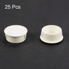 uxcell Hole Plugs Beige Plastic 22mm(7/8-inch) Snap in Locking Hole Tube(21.5-22mm ID) Steel Furniture Fencing Post Pipe Insert End Caps for Fitness Equipment 25 Pcs