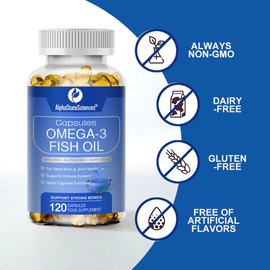 AlphaStateSciences **New**Premium Omega 3 Fish Oil Max Strength 3600mg Boost Heart Health, Brain Function, and Joint Mobility High EPA 1296mg & DHA 864mg Essential Fatty Acids for Optimal Wellness