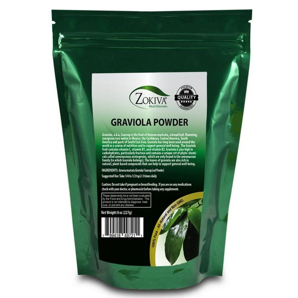Graviola Leaf Powder 8 oz (Soursop) Annona muricata - Premium Quality 100% Pure
