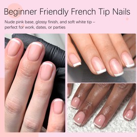 AddFavor 240pcs French Tip Press on Nails Short Square Fake Nails, White French Tip Nails Press ons Acrylic Press on Nail Square False Nail Tips for Women