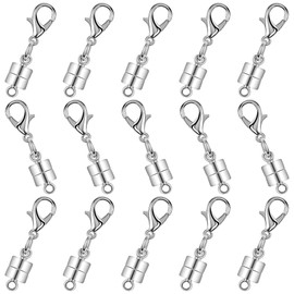 ZOPJUMA Pack of 15 Magnetic Clasp Chain 925 Sterling Silver Bracelet Clasp Magnetic Clasp for Chains Necklace Bracelet DIY Jewellery Making Accessories (B)