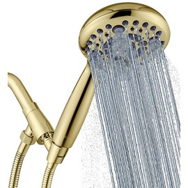 G-Promise Handheld Shower Head High Pressure 6 Spray Settings, Detachable Hand Held Showerhead 4.9 Inch Face with Extra Long Flexible Hose and Metal Adjustable Bracket