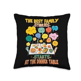 The Best Family Stories Start at The Dinner Table Throw Pillow