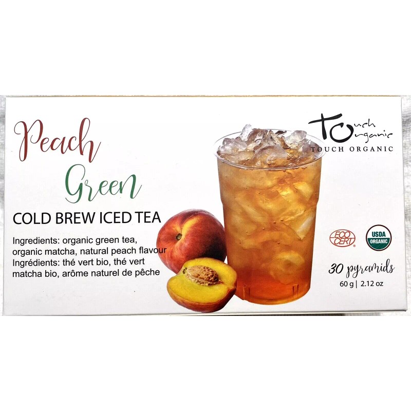 Touch Organic ICED TEA Cold Brew PEACH GREEN Tea w/