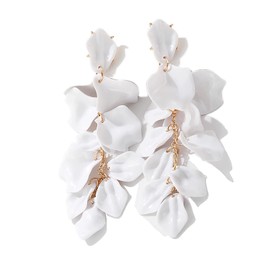 Long Hanging Tassel Rose Flower Petal Earrings Resin Statement Hanging Floral Tassel Drop Dangle for Women Girls Elegant Jewelry Gifts, Resin, withoutgem