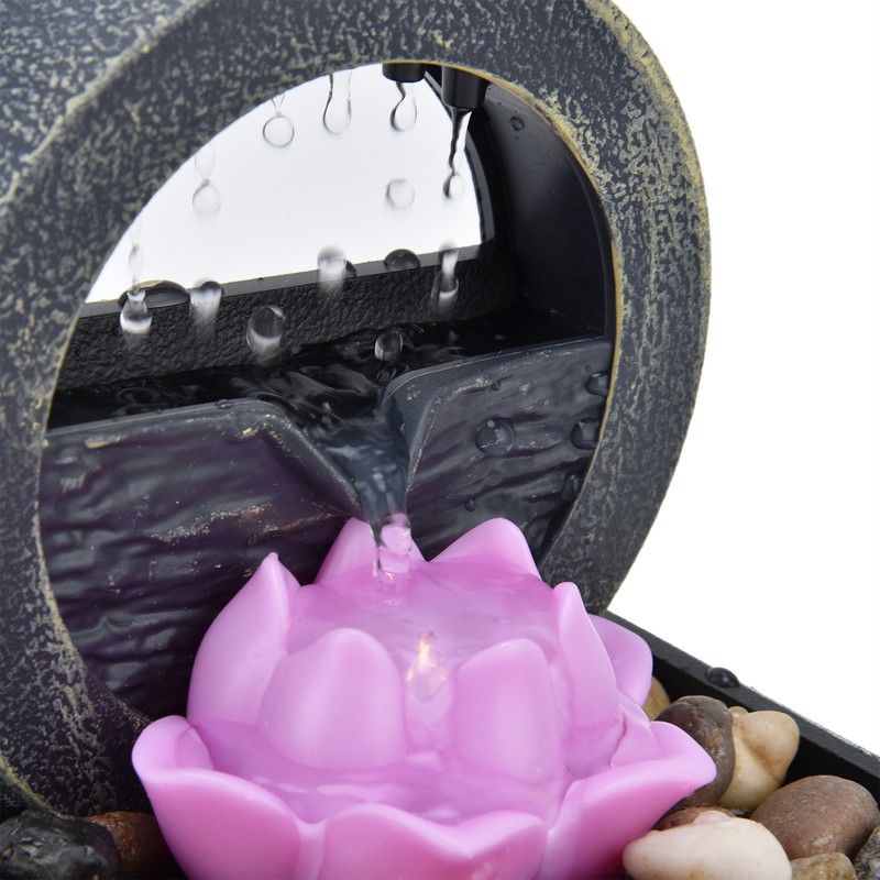 3V USB Plastic Flower Water Fountain LED Tabletop Fountain with