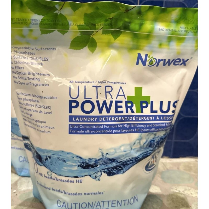 Norwex ultra power plus laundry detergent powder 1kg/2.2 lbs HE