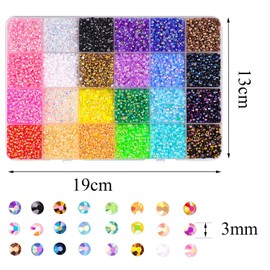Canollo 24 Farben Glitzersteine zum Basteln, 3mm Strasssteine für Nail Art, Rhinestones for Bedazzling, Nail Charms, Diamanten für Nagelkunst, Bedazzler Kit für Nageldekoration Bekleidung Basteln DIY