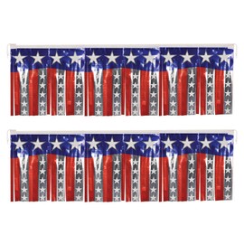 Beistle 2 Piece 14" x 4' Metallic Fringe Stars & Stripes Banners, Patriotic Decorations, 4th Of July Celebrations, American Pride Party Supplies