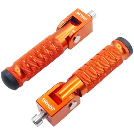 Universal Motorcycle Bicycle Folding Passenger Foot Pegs M8 Back Sets Rear Footrest Sets Foot Pegs Foot Rest Peg Pedals for Bicycle Installation Hole 8 mm (Orange)