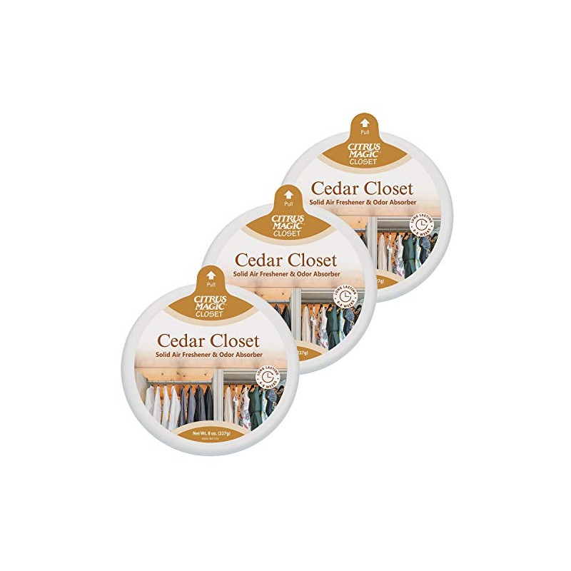 Citrus Magic Ambientador sólido absorbente de olores para armarios, cedro,