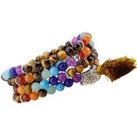 KYEYGWO 108 Prayer Mala Bead Bracelet for Women Men, 6 mm Tibetan Buddhist Healing Stone Necklace, Unisex, Alloy