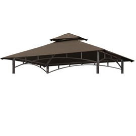 CoastShade 8 x 5 BBQ Gazebo Double Tier Replacement Roof Outdoor Grill Gazebo Tent Roof Plate Brown