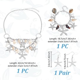 AHANDMAKER 6pcs Mermaid Jewelry Set Including Starfish Hair Clips Shell Necklace Bracelet Starfish Earrings Shell Bag for Women Summer Beach Travel Jewelry Costume Accessories